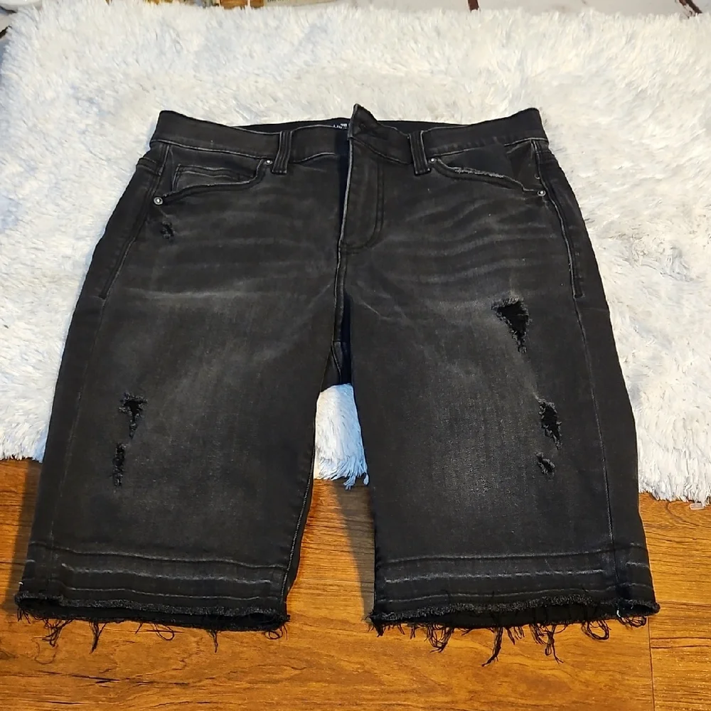 LuLaRoe Denim Bermuda‎ Shorts Women Size 28 Black Gray